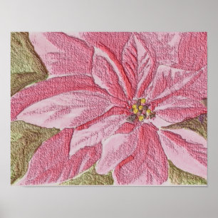 Póster Flor de Navidades de Poinsettia pintada