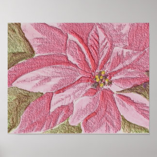 Póster Flor de Navidades de Poinsettia pintada