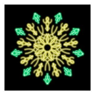 Póster Flor de neón amarillo y verde