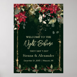 Póster Flor de Nochebuena Acebo Bienvenido a la Noche Ant