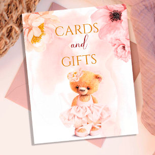 Póster Flor de oso pequeño Princesa color de agua rosada