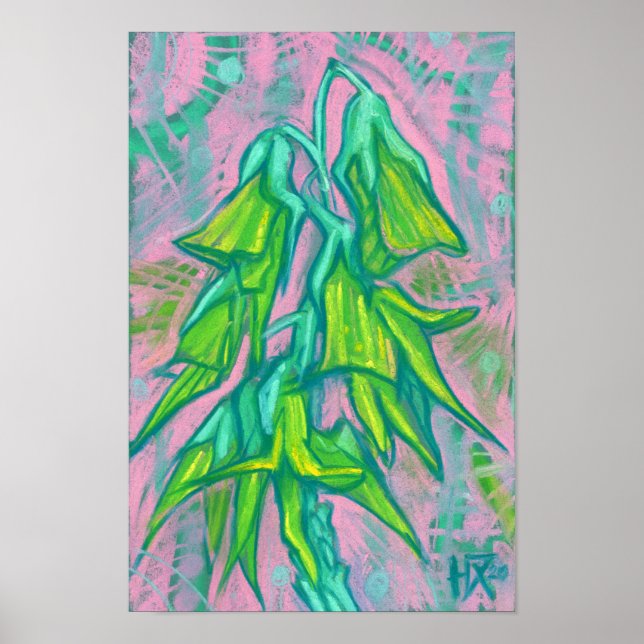 Póster Flor de pájaro australiana, pintura tropical flora (Frente)