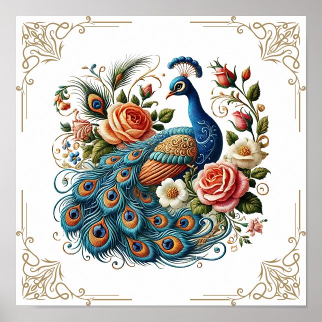 Póster Flor de pájaro de Peacock (Frente)