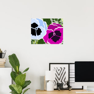 Póster Flor de Pensamiento Azul