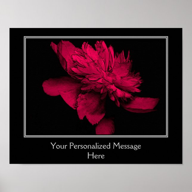 Póster Flor de Peonía Roja furiosa personalizada (Frente)