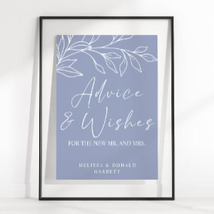 Póster Flor de Periwinkle Consejos y Deseos de Boda Senci