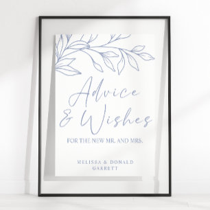 Póster Flor de Periwinkle Consejos y Deseos de Boda Simpl