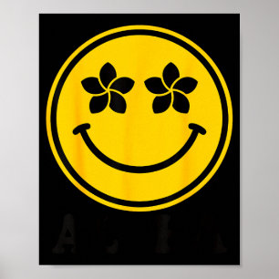 Póster flor de plumeria sonrisa aloha hawaii playa verano
