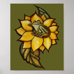 Póster Flor de rana de girasol Floral
