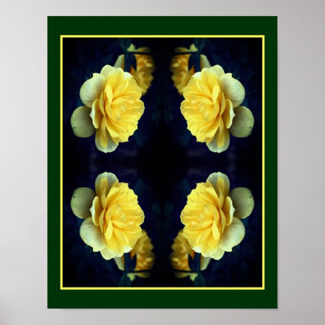 Póster Flor De Rosa Amarilla En Espejo De Bloom Completo  (Frente)