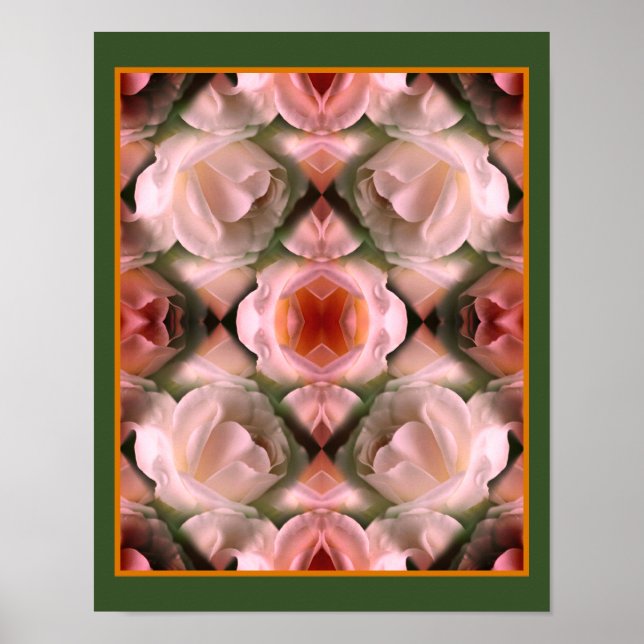 Póster Flor de rosa blanca Abstracto Art Tintado (Frente)