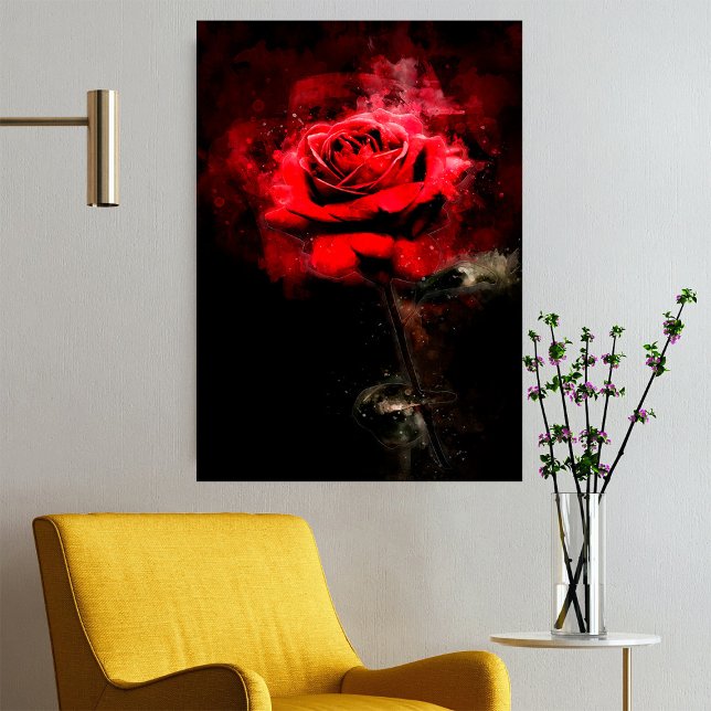 Póster Flor de rosa roja acuarela - bb (Subido por el creador)