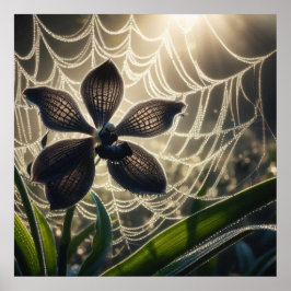 Póster Flor de Spiderweb de orquídea negra