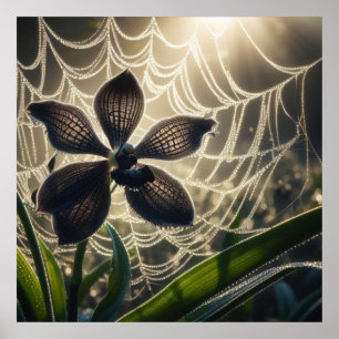 Póster Flor de Spiderweb de orquídea negra