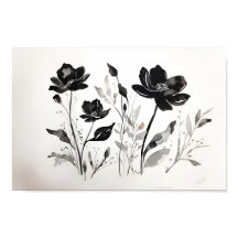 Flor de tinta negra de color de agua