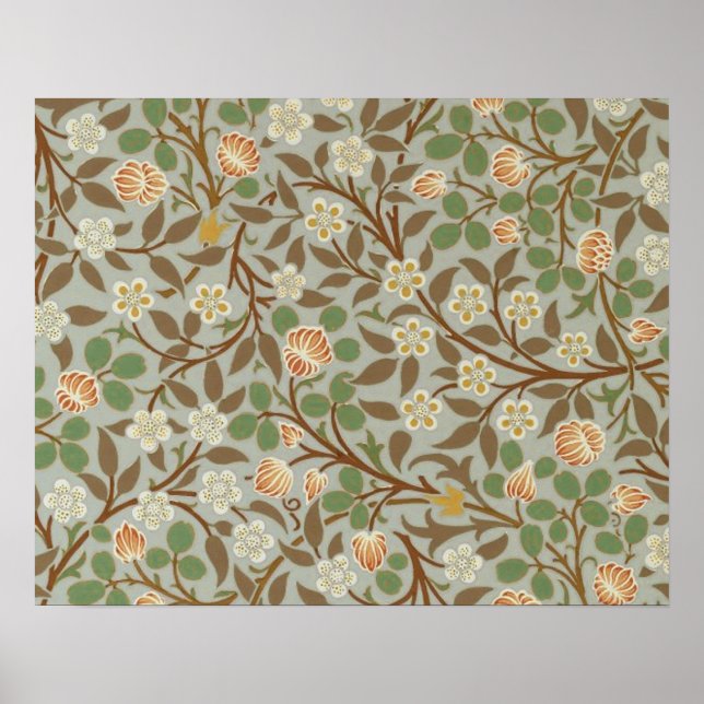 Póster Flor de trébol botánico de William Morris (Frente)