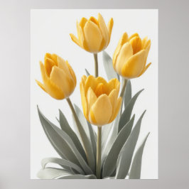 Póster Flor de tulipano amarilla