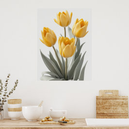 Póster Flor de tulipano amarilla