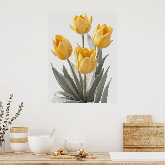 Póster Flor de tulipano amarilla (Cocina)