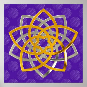 Póster Flor de venus dúo GoldSilver of flower life