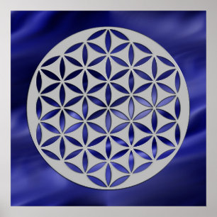 Póster Flor de vida 2 - golpeada de plata