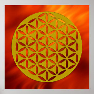 Póster Flor DE vida 2 - Golpeado dorado