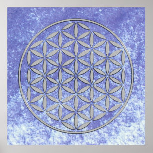 Póster Flor de vida 2 - sello de plata