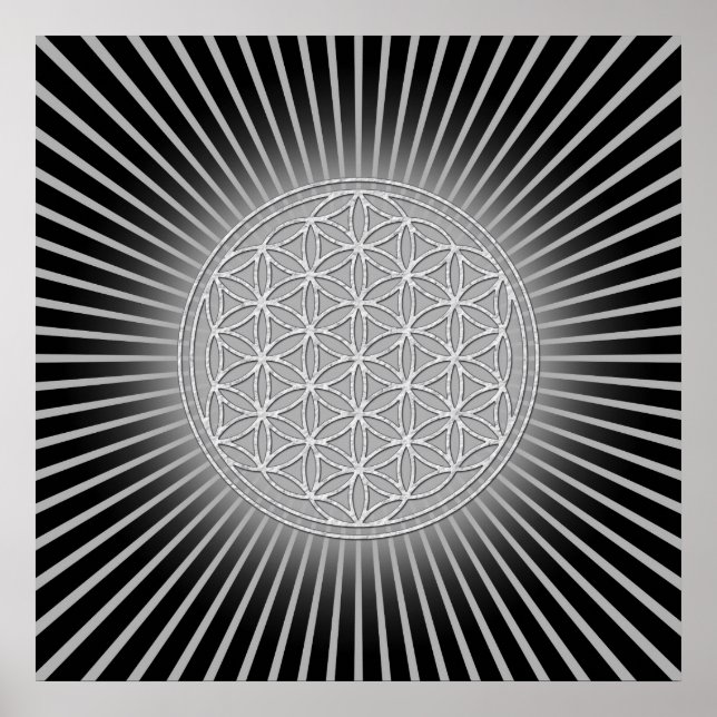 Póster Flor de vida / Blume des Lebens - blanco (Frente)