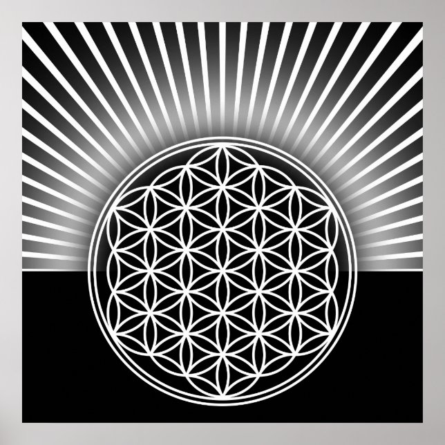 Póster Flor de vida / Blume des Lebens - blanco plano (Frente)