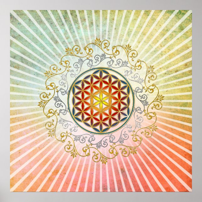 Póster Flor de vida / Blume des Lebens - Ornament IV BG (Frente)