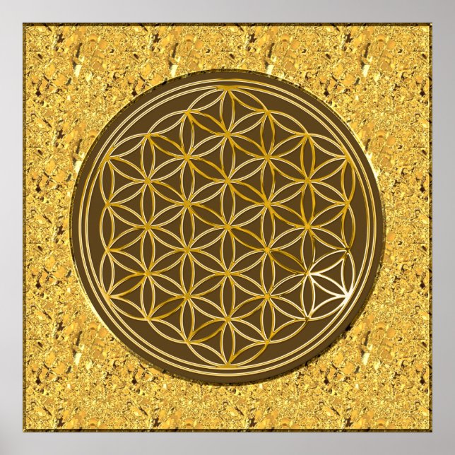 Póster Flor de vida / Blume des Lebens - oro (Frente)