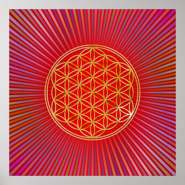 Póster Flor de vida / Blume des Lebens - oro (Frente)