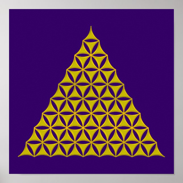 Póster Flor de vida / Blume des Lebens - oro piramidal (Frente)