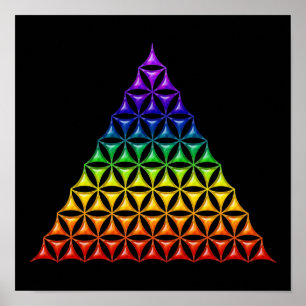 Póster Flor de vida / Blume des Lebens - piramide chakra