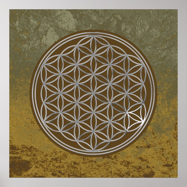 Póster Flor de vida / Blume des Lebes - PLATA (Frente)