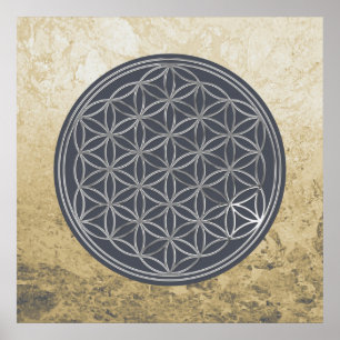 Póster Flor de vida / Blume des Lebes - PLATA