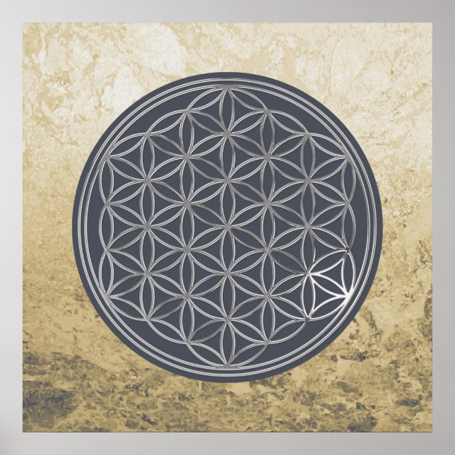 Póster Flor de vida / Blume des Lebes - PLATA (Frente)