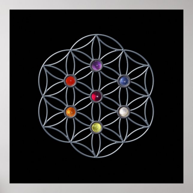 Póster Flor de vida Chakra Gemstone (Frente)