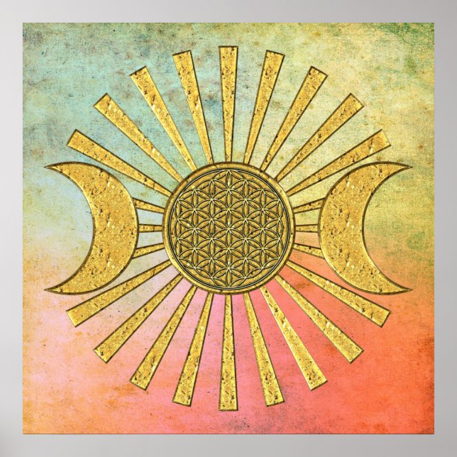 Póster Flor de vida con luna (Frente)
