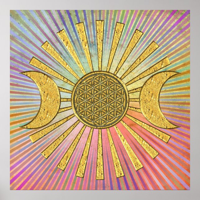 Póster Flor de vida con luna (Frente)