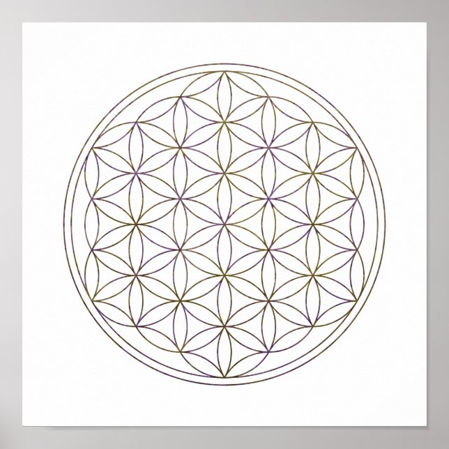 Póster Flor De Vida De Geometría Sagrada (V-Eggplant) (Frente)