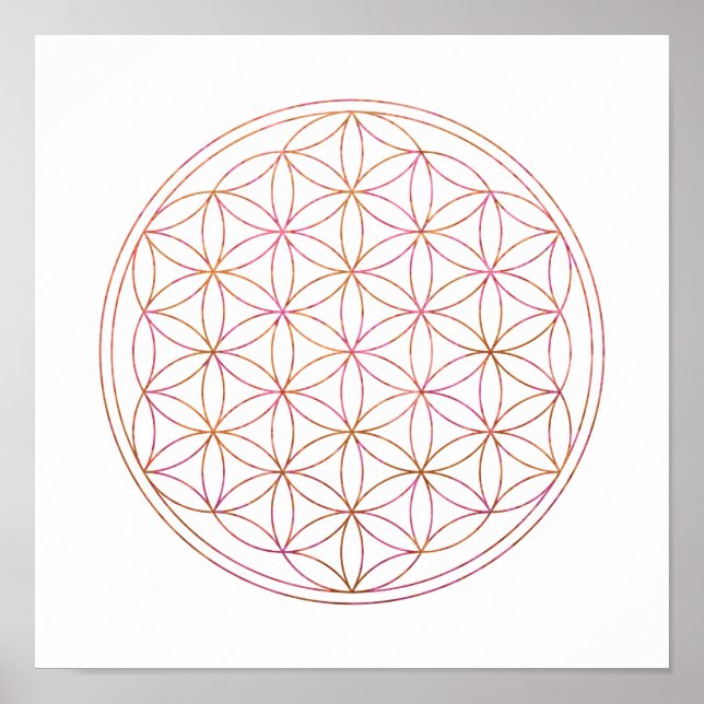 Póster Flor De Vida De Geometría Sagrada (V-Sunset) (Frente)
