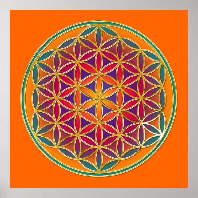 Póster Flor de vida - Estilo de botón 03 (Frente)