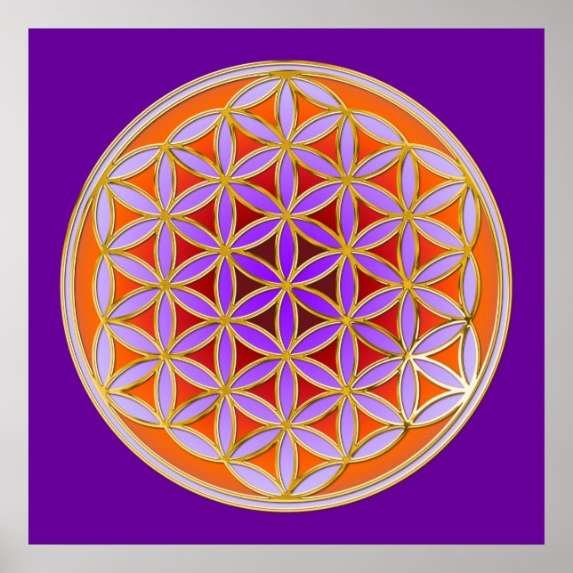 Póster Flor De Vida - Estilo De Botón 04 (Frente)