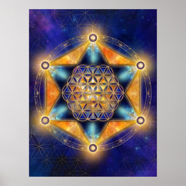 Póster Flor de vida Estrella Merkaba - Geometría sagrada (Frente)