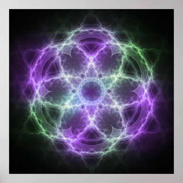 Póster Flor de vida fractal - Geometría sagrada (Frente)