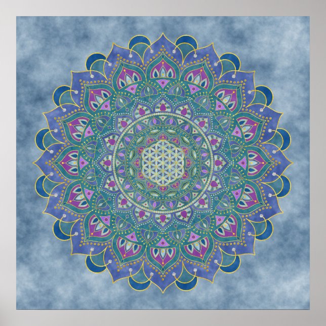 Póster Flor De Vida - Mandala Estilo India 1 (Frente)