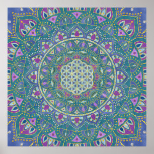 Póster Flor De Vida - Mandala Estilo India 1
