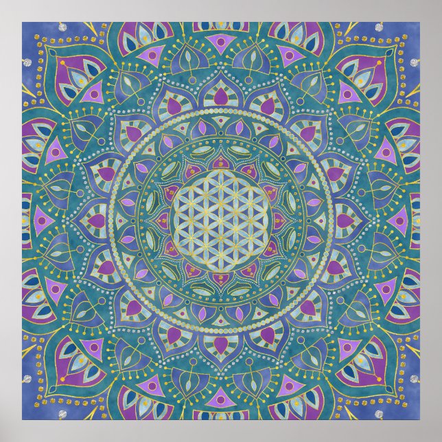 Póster Flor De Vida - Mandala Estilo India 1 (Frente)