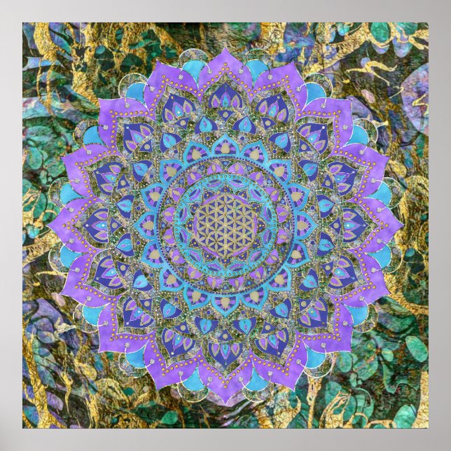 Póster Flor De Vida - Mandala Estilo India 2 (Frente)